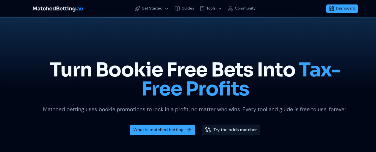 The MatchedBetting.au homepage