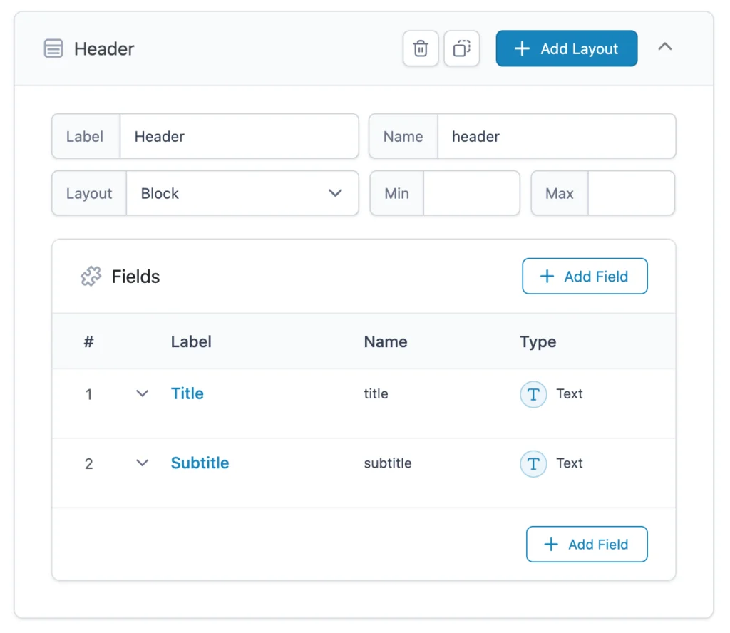 Creating flexible content layout in Advanced Custom Fields