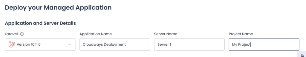 Naming your server and application on Cloudways for a Laravel deployment