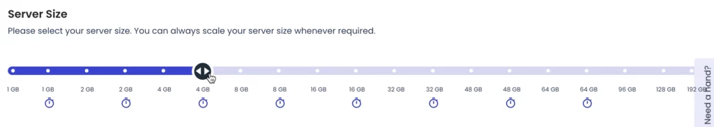 Selecting server size in Cloudways