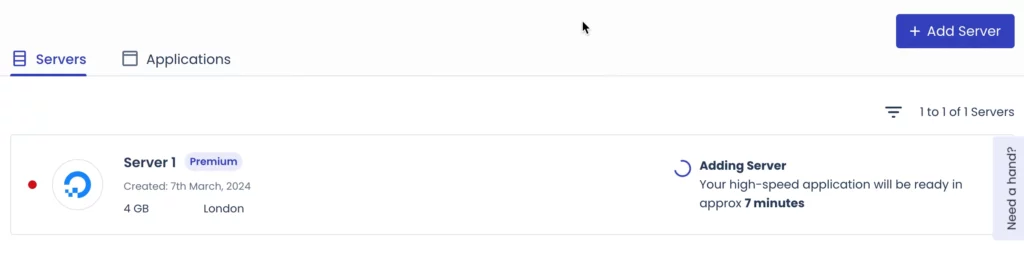 Cloudways server for Laravel being set up