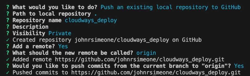 Creating a new remote repository on Github and pushing local repository to it 