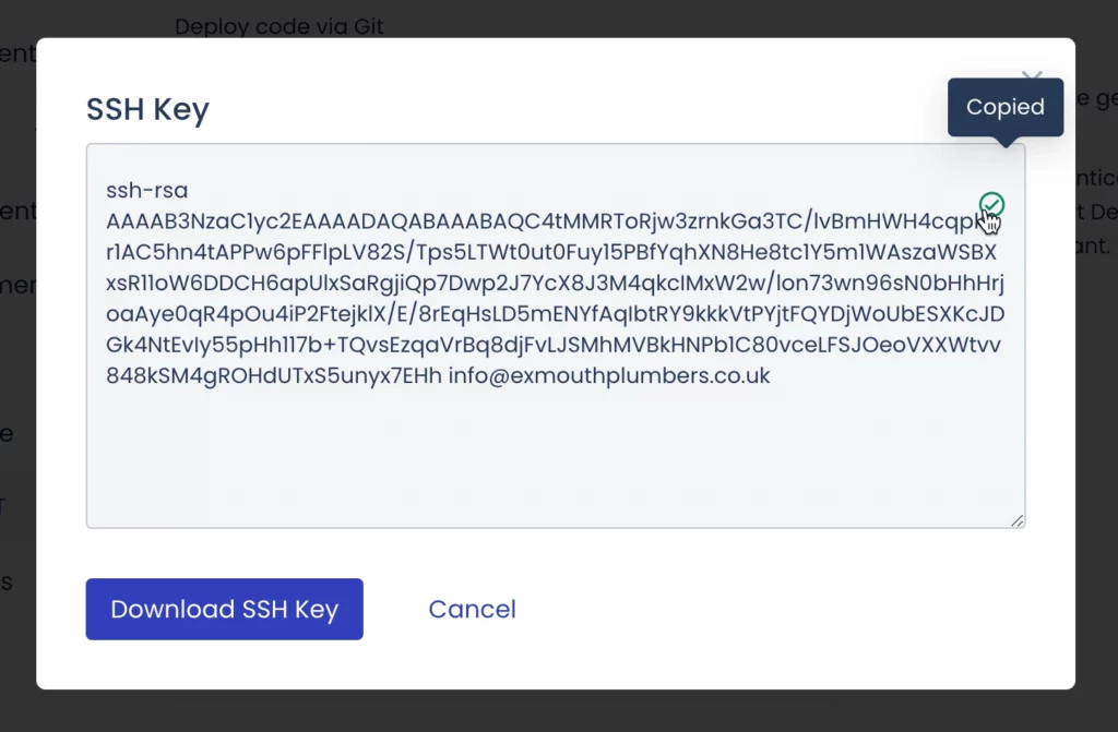 Copy SSH key from Cloudways to paste into Github repository