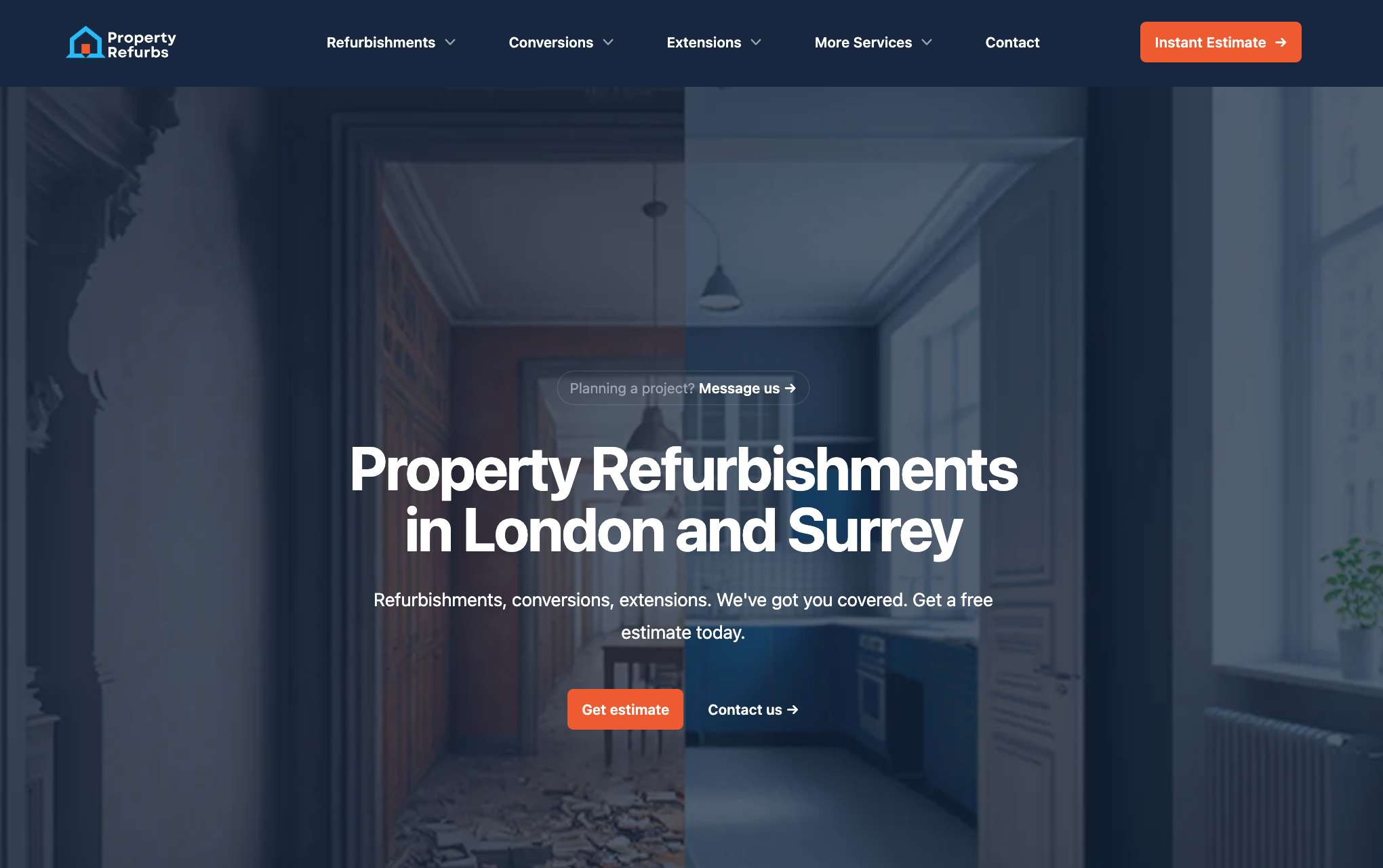 Property Refurbishment website screenshot